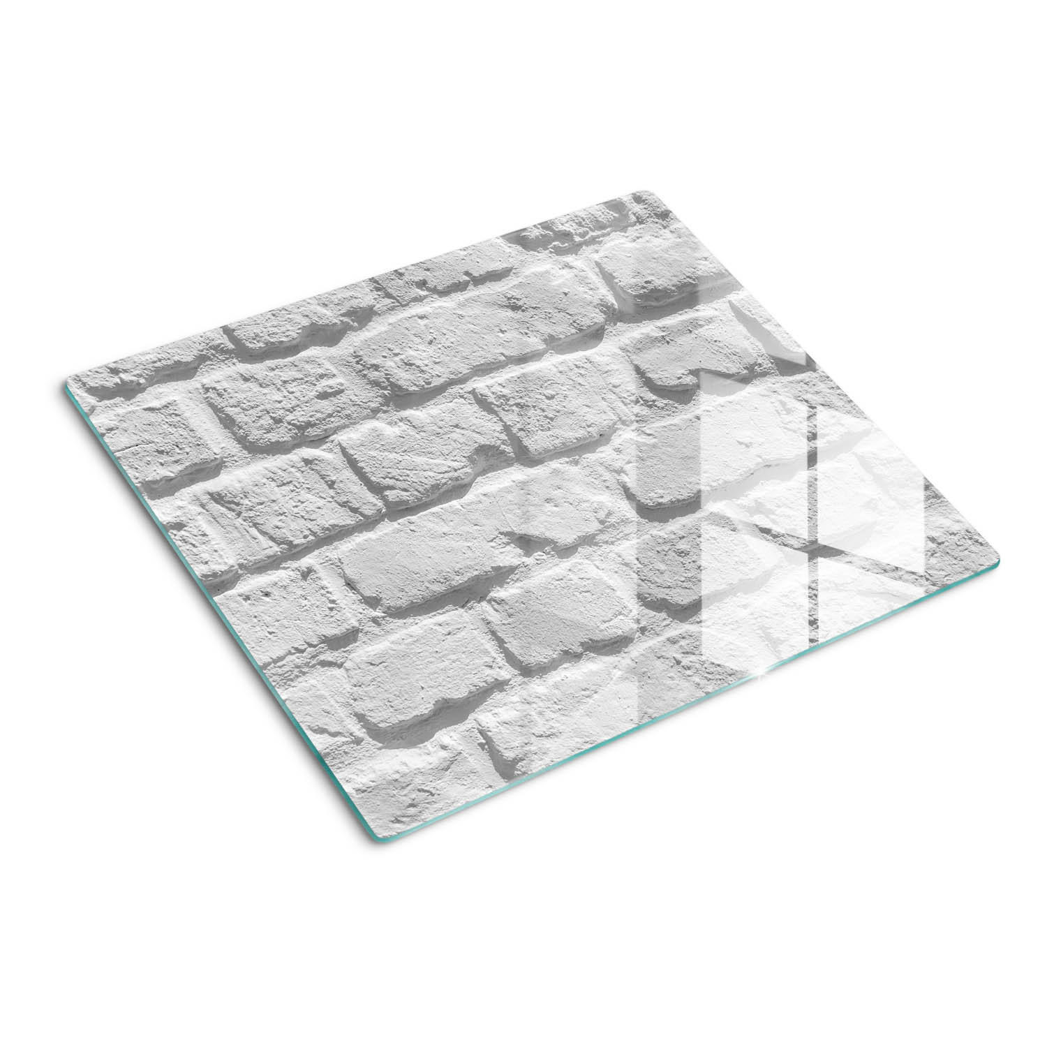 GLASPLATTE 60x52 cm Ziegelmauer - Weiß, Glas (60/0.4/52cm) - TULUP