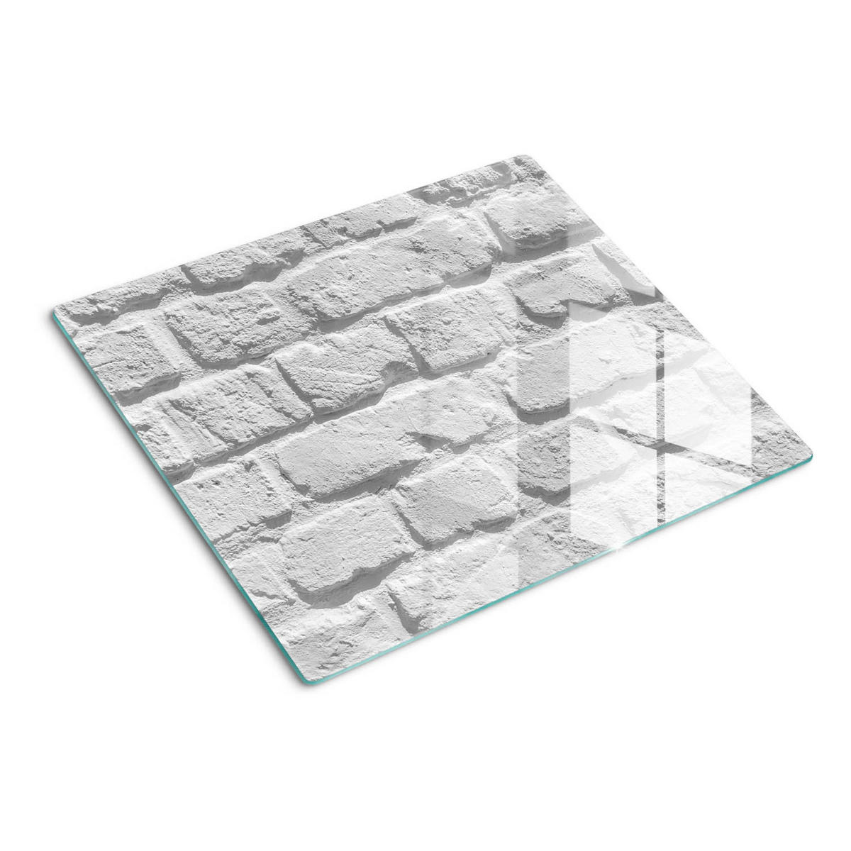 GLASPLATTE 60x52 cm Ziegelmauer - Weiß, Glas (60/0.4/52cm) - TULUP