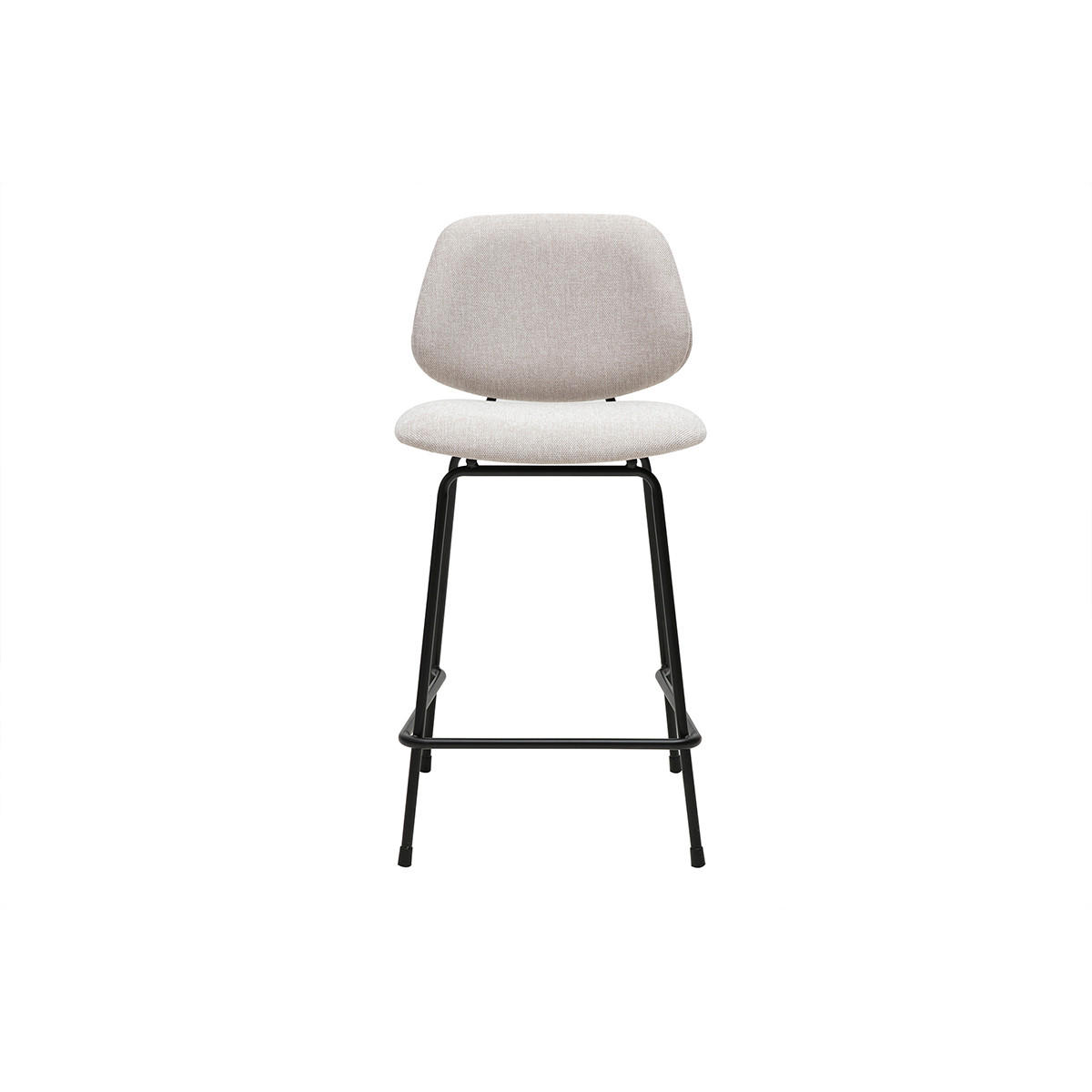 BARHOCKER aus Stoff in Samtoptik beige und Metall H66.5 cm BARNET (2er-Set) - Beige, Textil (52/94.5/46cm) - Miliboo