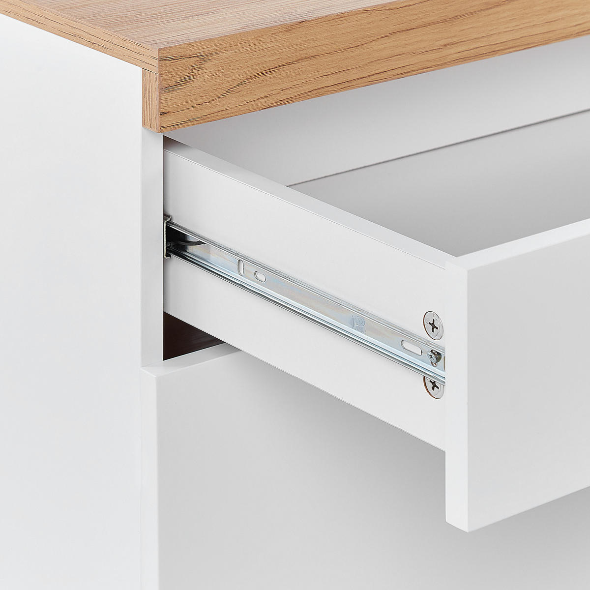 TV-MÖBEL Weiß, Hellbraun CHEVAL 40/140/50 cm - Weiß, Holzwerkstoff (140/50/40cm) - Beliani