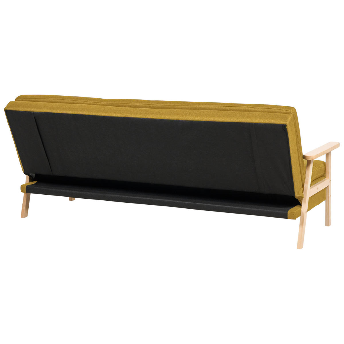 3-SITZER-SCHLAFSOFA senfgelb Tjorn - Hellbraun/Gelb, Textil (204/84/67cm) - Beliani