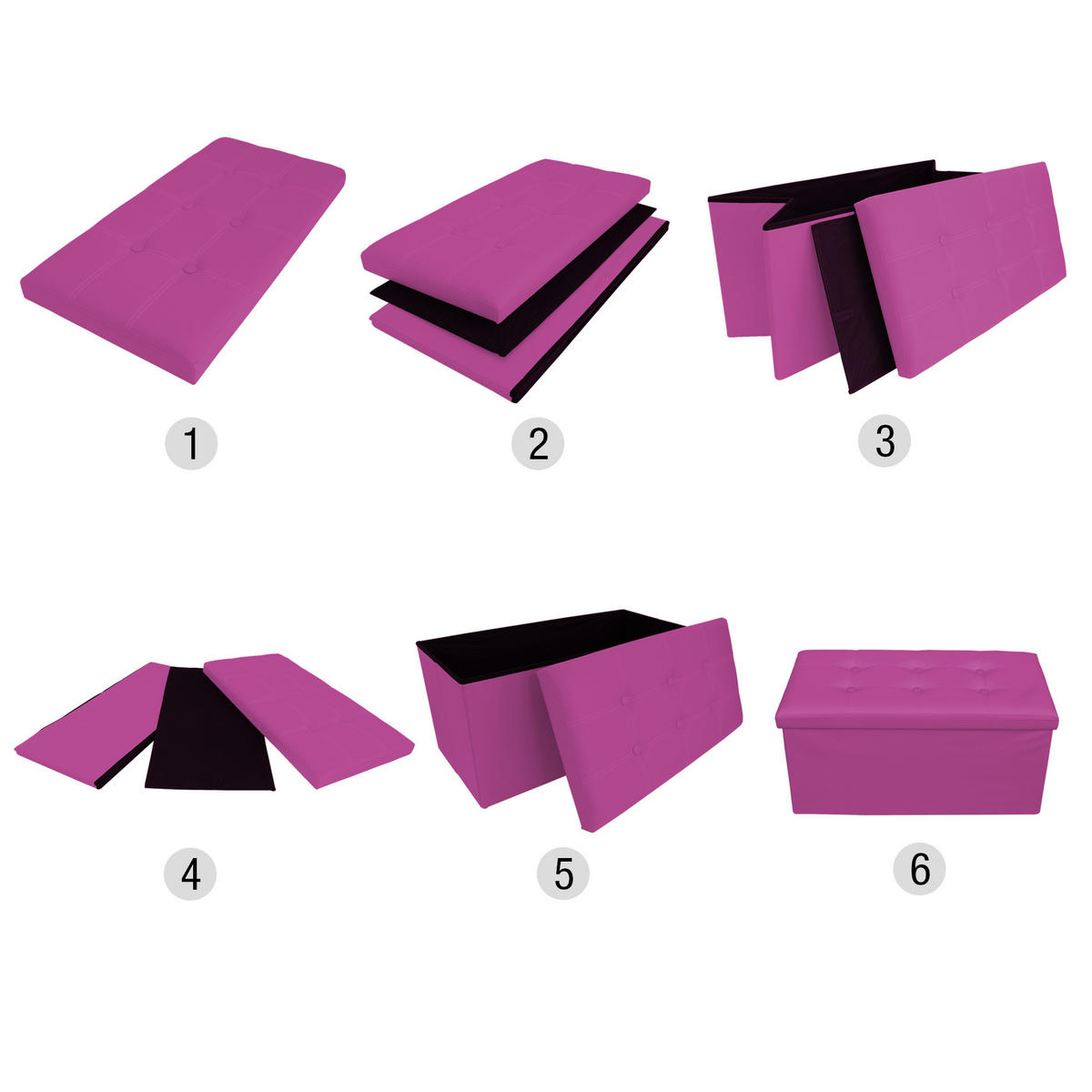 FUSSHOCKER Lila 38/76/38 cm - Lila, Textil (38/38/76cm) - Mobili Rebecca