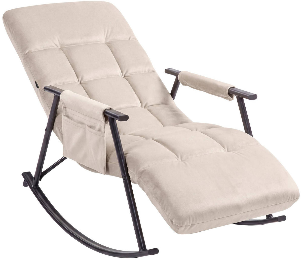 SCHAUKELSTUHL Mika Indoor 61x100x66cm Samt Creme Liegestuhl - Creme, Kunststoff/Textil (61/66/100cm) - DELUKE