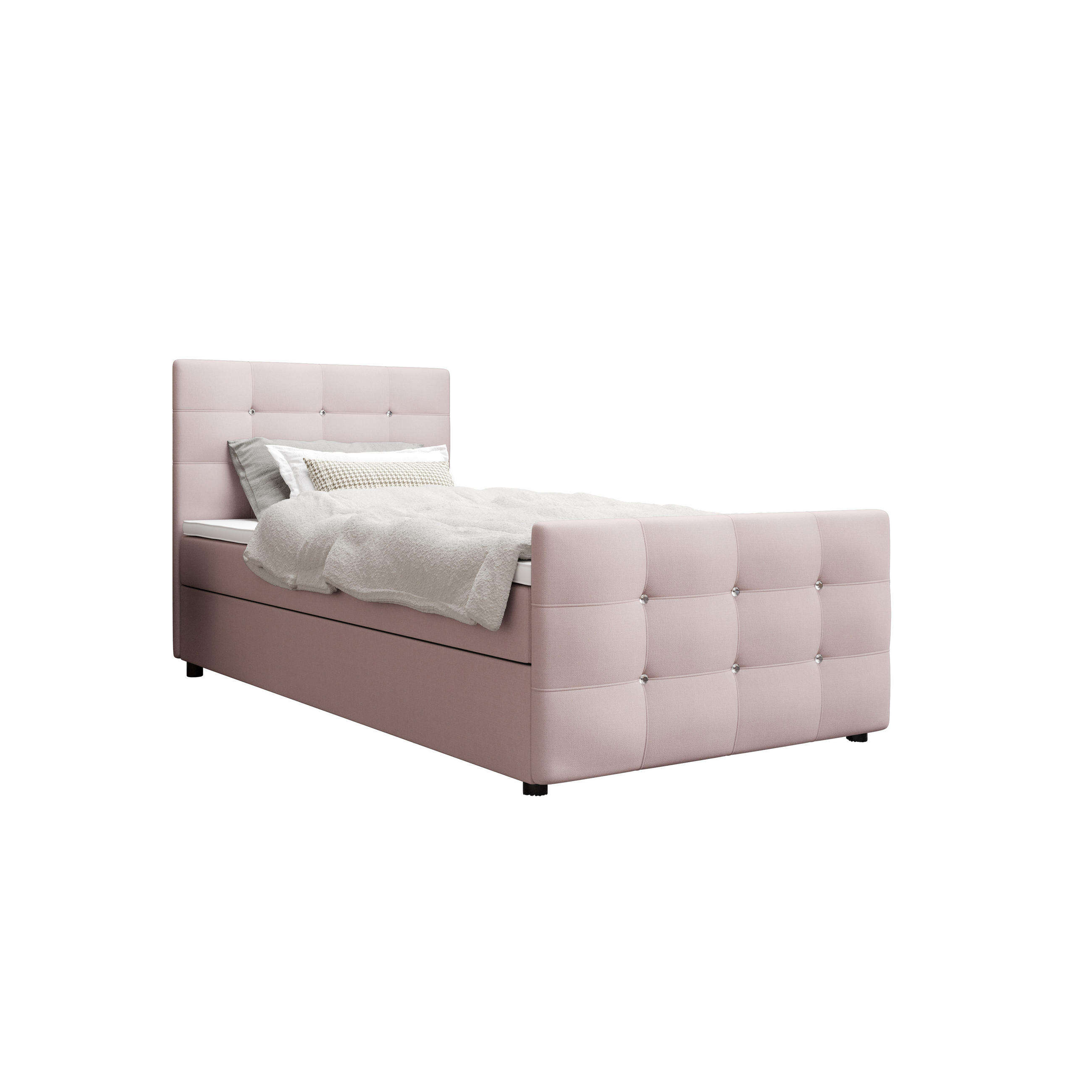 BOXBETT KLEO mini 100x200, mit Matratze H3 und Topper, Cosmic 14 - Pink, Holz/Kunststoff (100/200cm) - Bedante