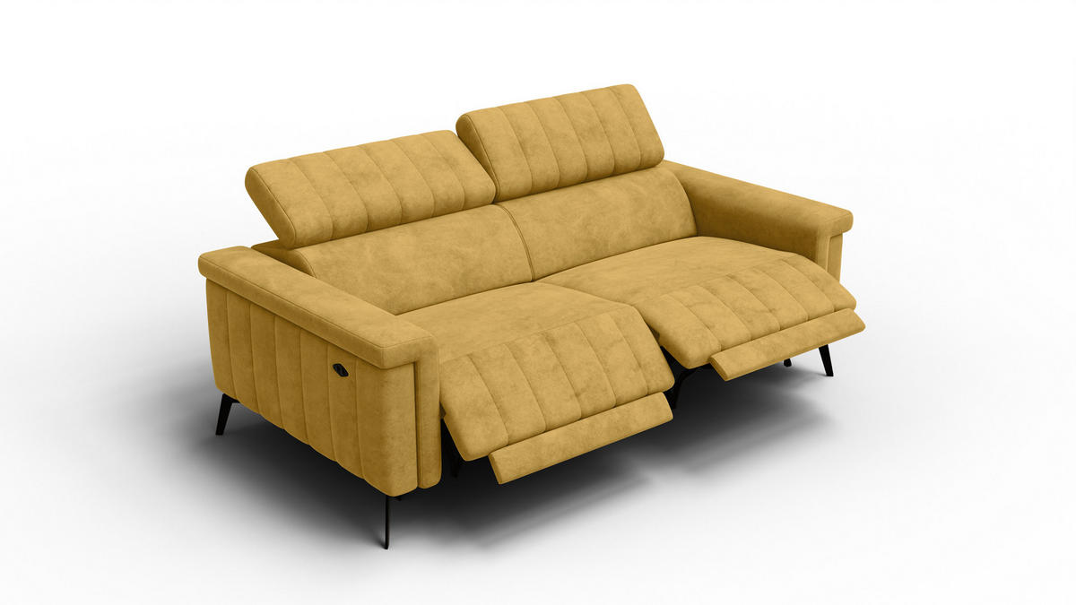 RELAXSOFA NORDEL 3-Sitzer, senfgelb - Gelb/Schwarz, Holz/Textil (194/80/105cm) - Courtois Laville