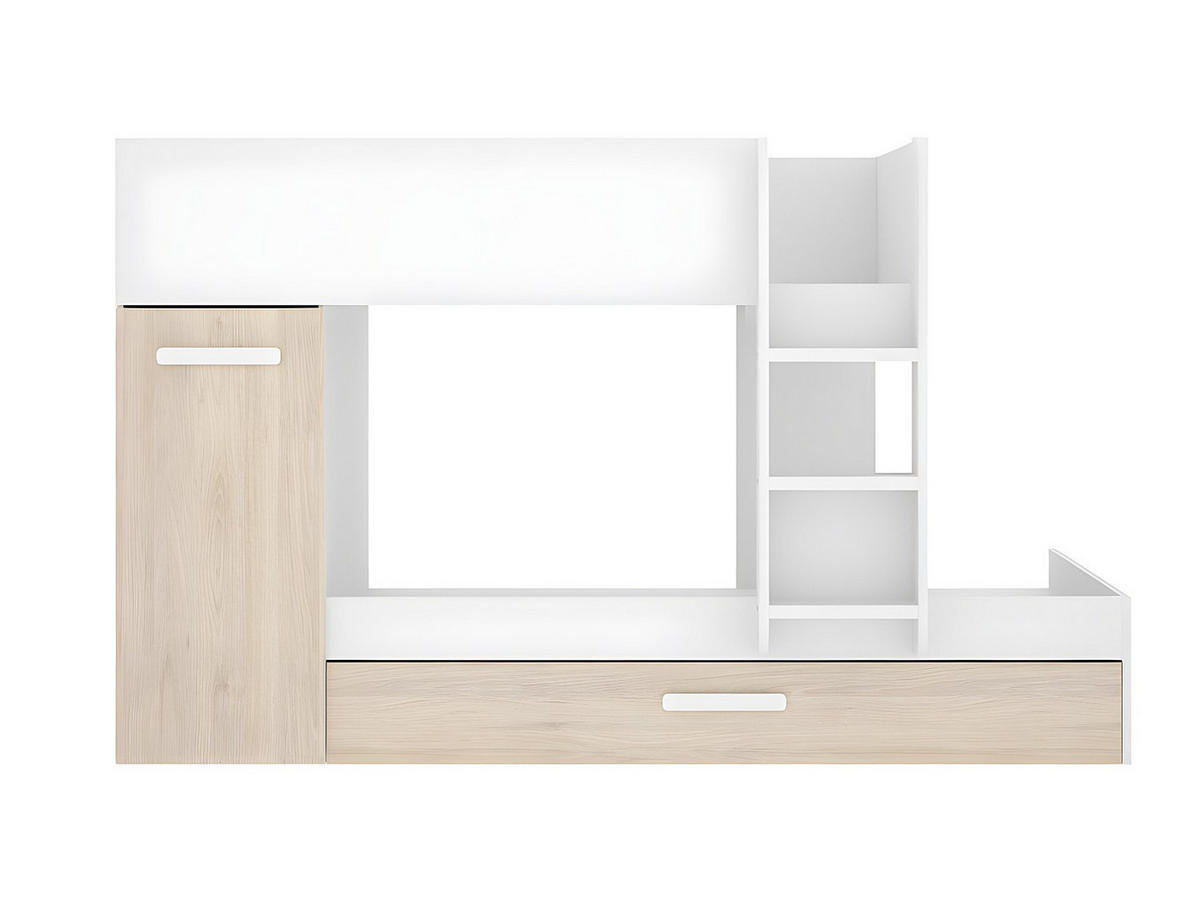 ETAGENBETT - 2 Personen - holz - naturfarben hell, weiß Anthony - Naturfarben/Weiß, Holz (90/190cm) - Vente-Unique