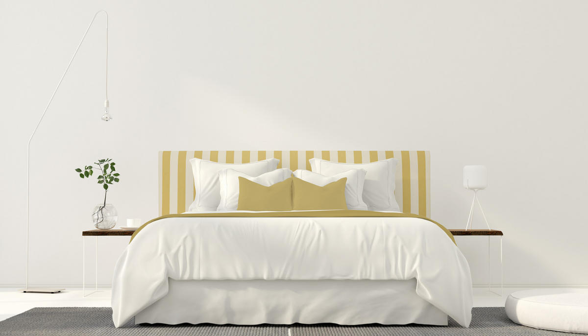 KOPFTEIL Gepolstertes aus gestreiftem Stoff Gelb 165/52/3 cm SUANCES - Gelb, Textil (165/52/3cm) - RNT By Really Nice Things