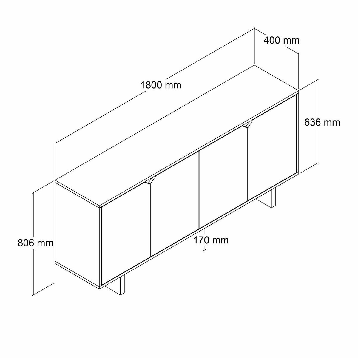 BUFFETSCHRANK doruk weiss - Weiß, Holz (40/81/180cm) - Habitat Garten