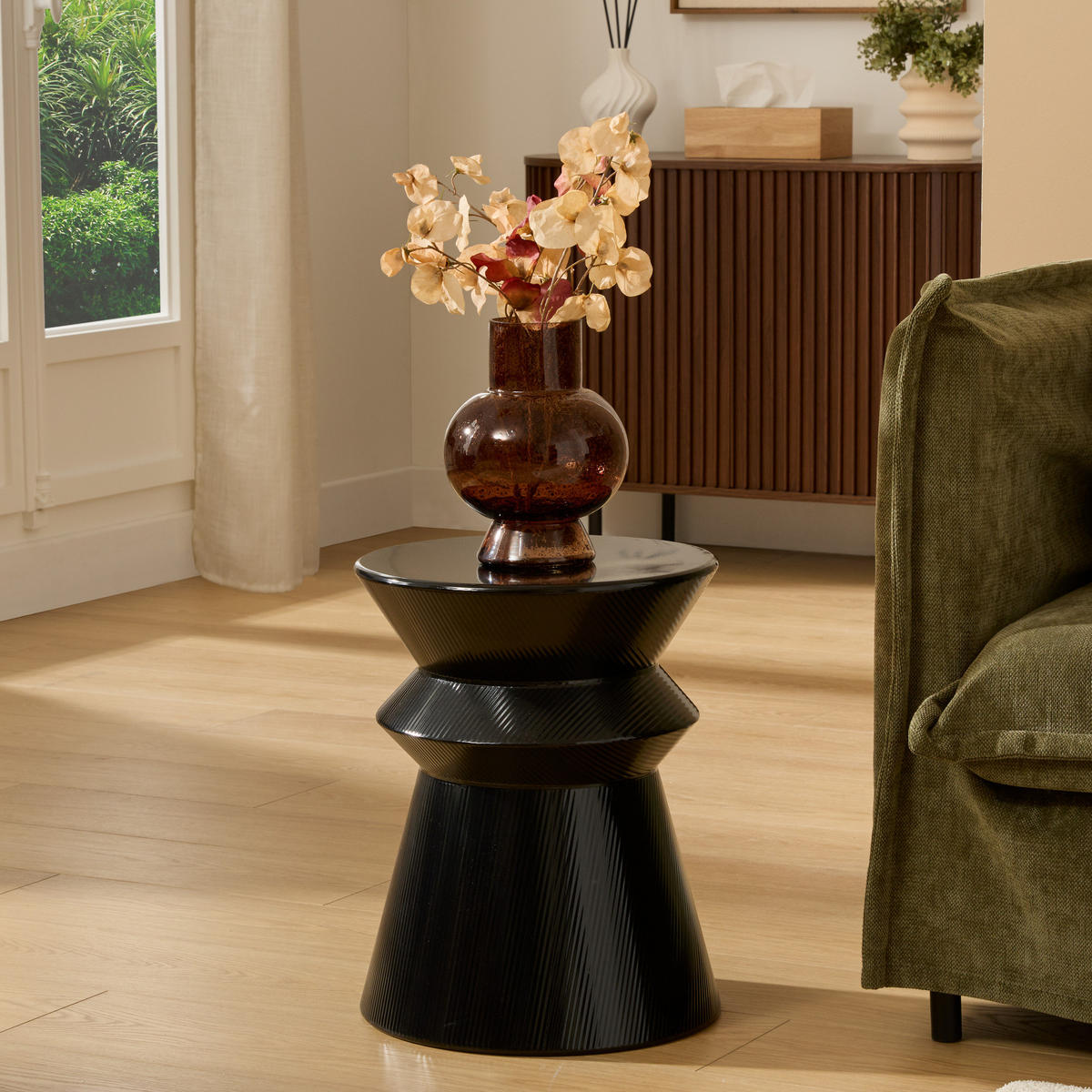 KAFFEETISCH aus Metall Maya Totem Schwarz 35,5/35,5/45 cm - Schwarz, Metall (35.5/35.5/45cm) - Atmosphera Createur d´interieur