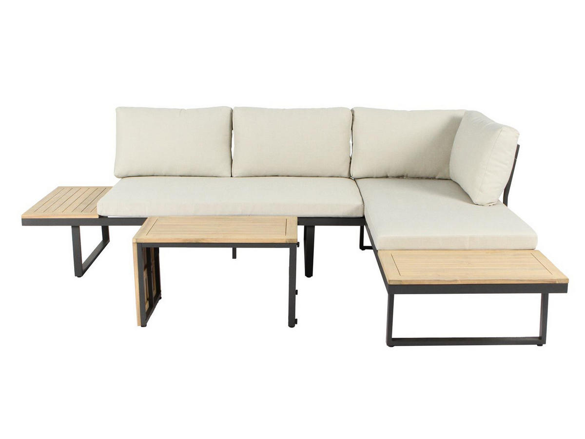 GARTEN-ECKLOUNGE Celano Beige Aluminium für 4 Personen - Grau, Kunststoff - Green Spirit