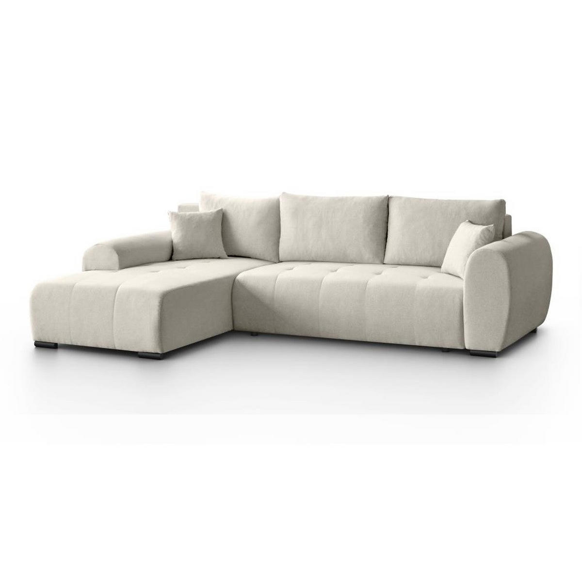 ECKSCHLAFSOFA Diana mt Bettkasten beige links - Beige/Schwarz, Textil (255/175cm) - Beautysofa