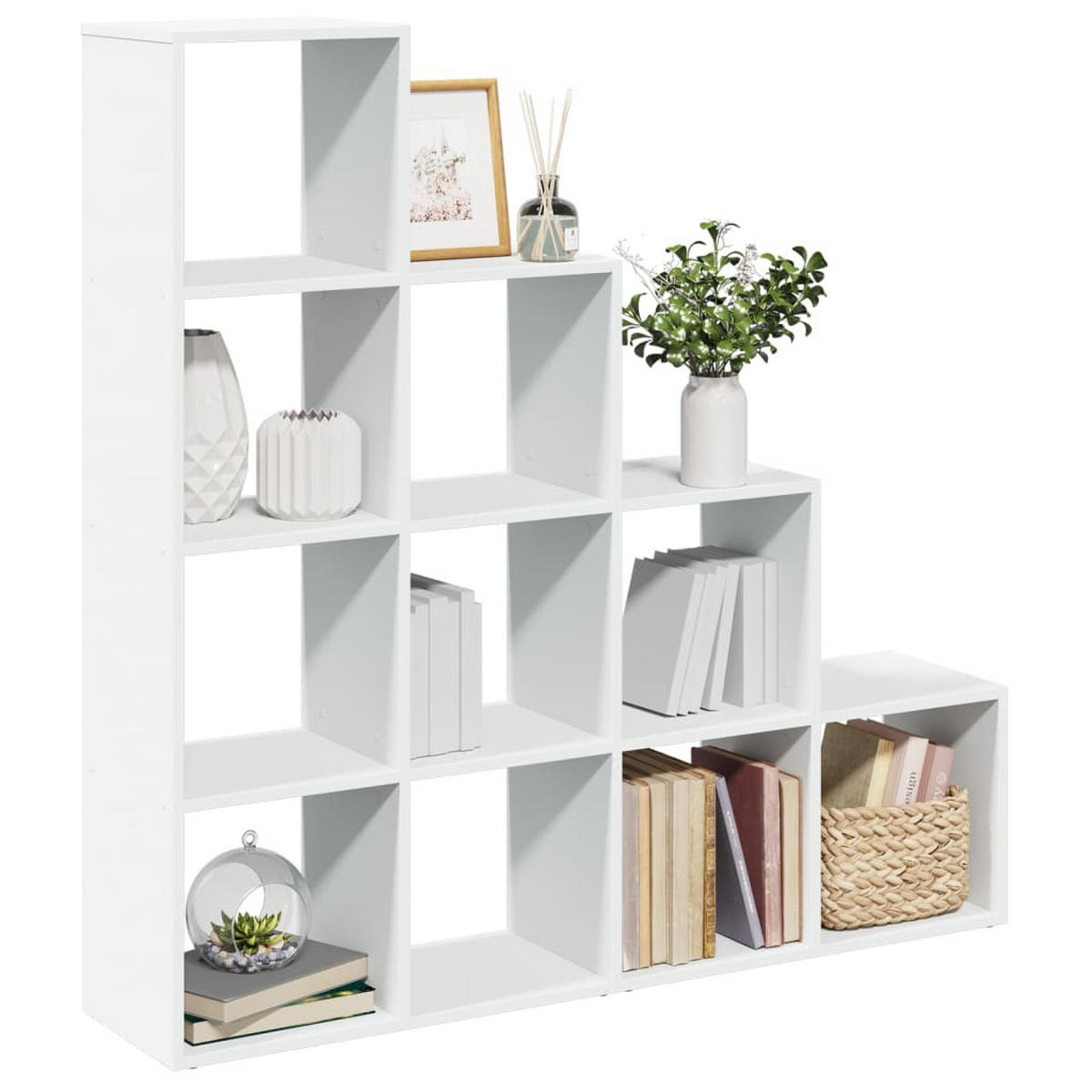 RAUMTEILER-BÜCHERREGAL 4 Stufen Weiss 131.5/29/131.5 Cm - Weiß, Holzwerkstoff (131.5/131.5/29cm) - vidaXL