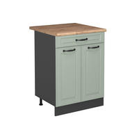 KÜCHENUNTERSCHRANK R-Line, Mint Landhaus/Anthrazit, 60 cm mit Schublade Arbeitsplatte Goldkraft Eiche - Anthrazit/Grün, Holzwerkstoff (60/81.6/60cm) - Vicco