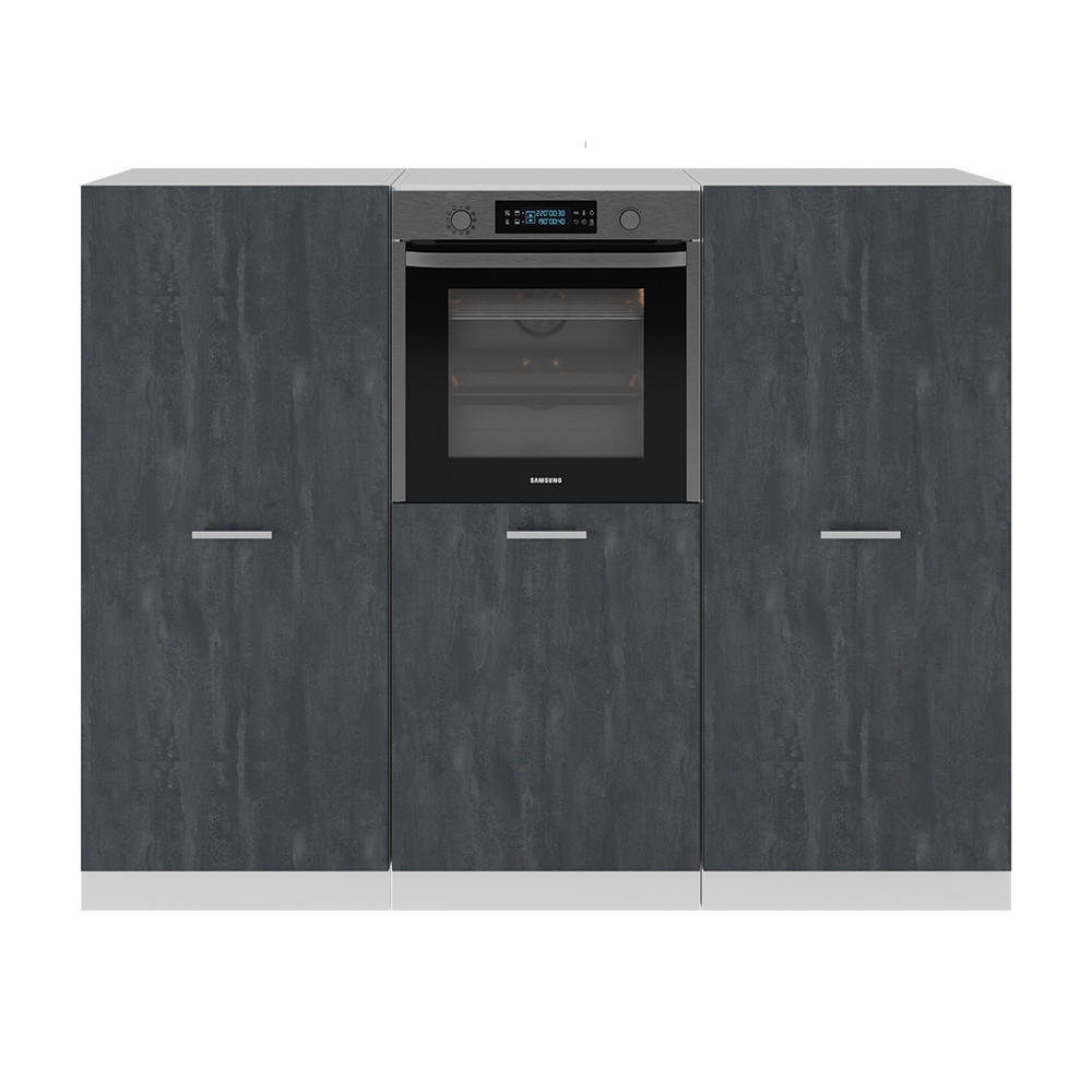KÜCHENBLOCK AUS DER R-LINE R-Line Schwarz Beton/Weiß 180 cm ohne AP - Schwarz/Weiß, Holzwerkstoff (180/81.6/46cm) - Vicco