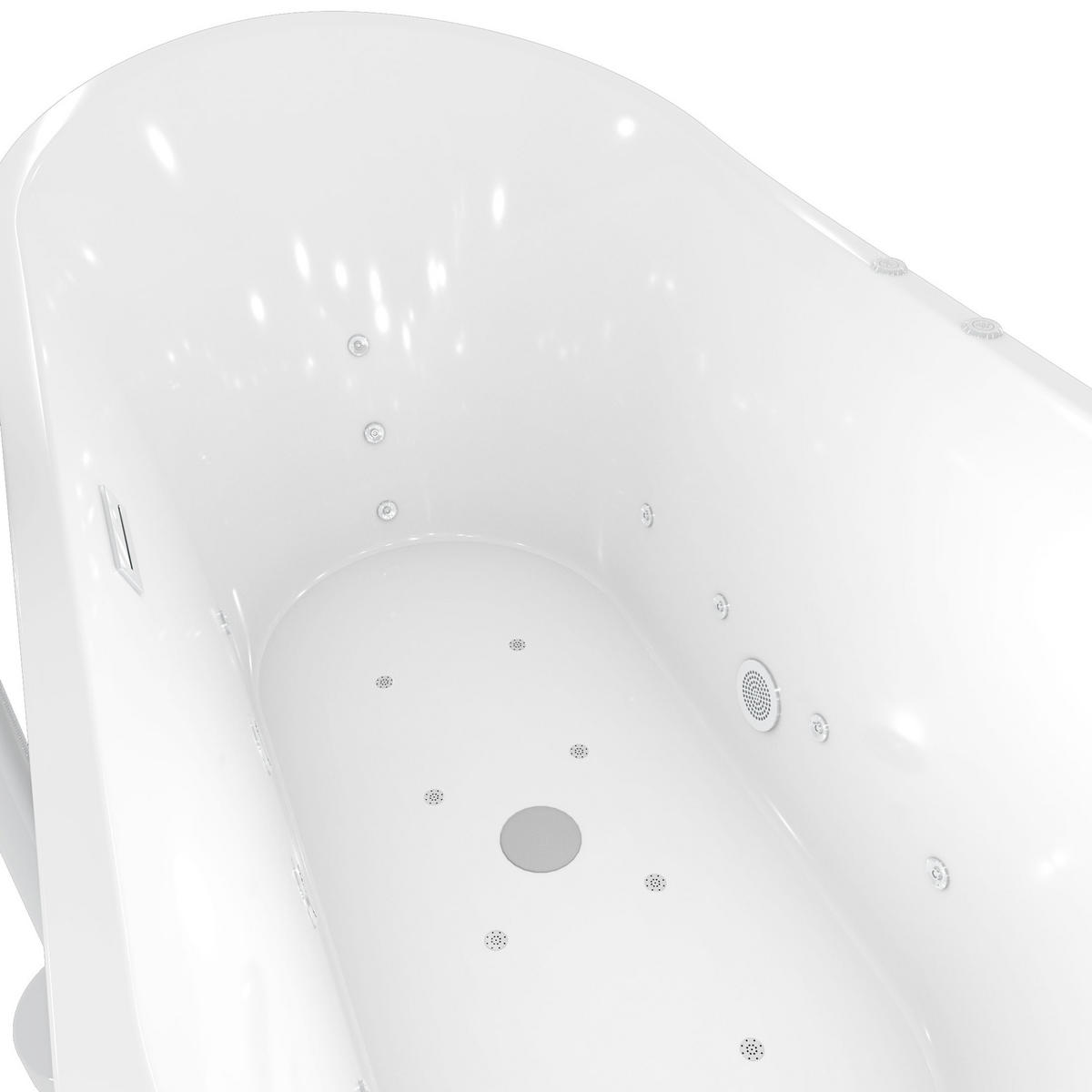 FREISTEHENDE Wanne F23 180cm Whirlpool Armatur AF02 - Weiß, Glas/Kunststoff (80/72/180cm) - AcquaVapore by Sandra Jentho