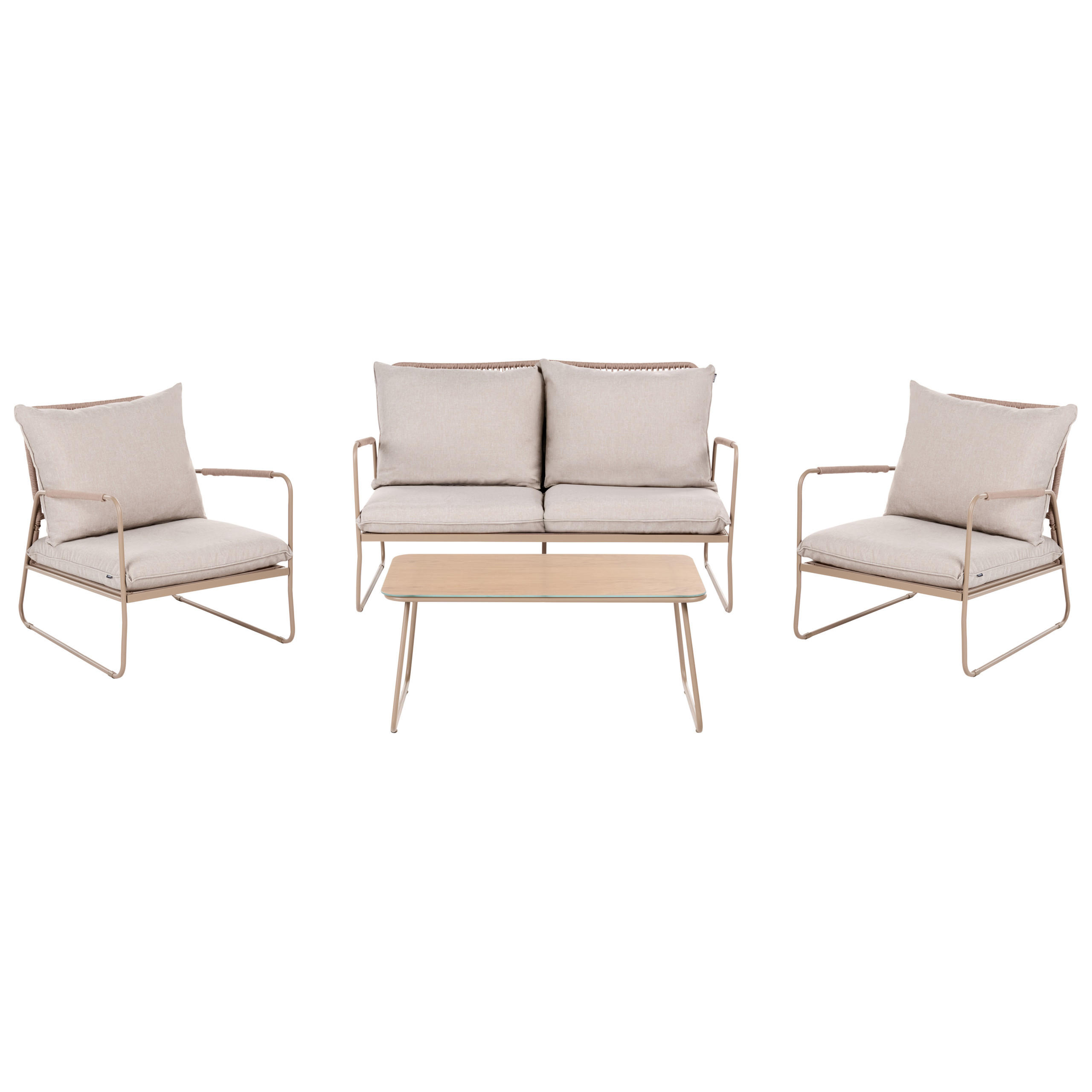 LOUNGE-SET mit Tisch 4-Sitzer Metall Beige Acceglio - Taupe/Beige, Metall - Beliani