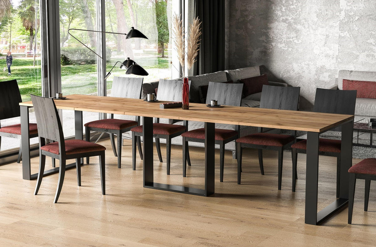 ESSTISCH Borys ausziehbar bis 310 cm - Eiche Bianco, Holzwerkstoff (130/90/76cm) - Endo-Moebel