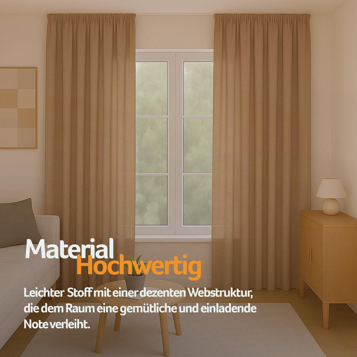 GARDINE Universalband "blickdicht" 2er Pack Hellbraun 140x145 cm - Hellbraun, Textil (140/145cm) - Bestlivings