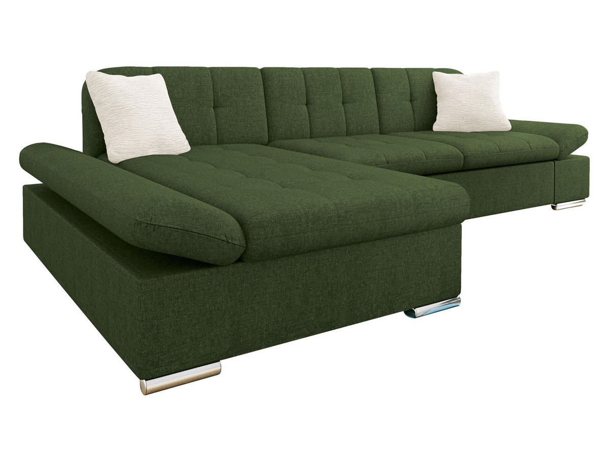 ECKSOFA Malwi Premium, Seite: Links - Beige/Grün, Holz/Textil (278/161cm) - MIRJAN24