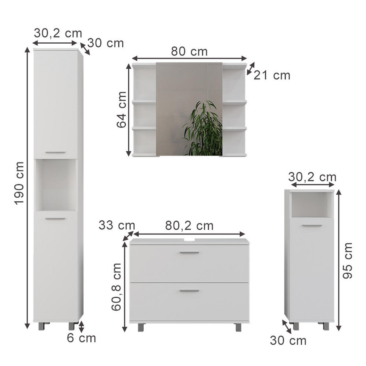 KOUPELNOVÝ NÁBYTEK Ilias Bílá - bílá, kompozitní dřevo (80.2/60.8/33cm) - Vicco