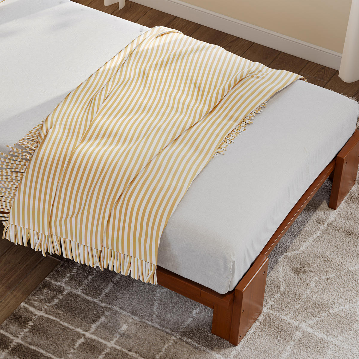 POLSTERBETT 90/200 cm dunkelbraun aus Holz mit gepolstertem Kopfteil - Braun, Textil (90/200cm) - OKWISH