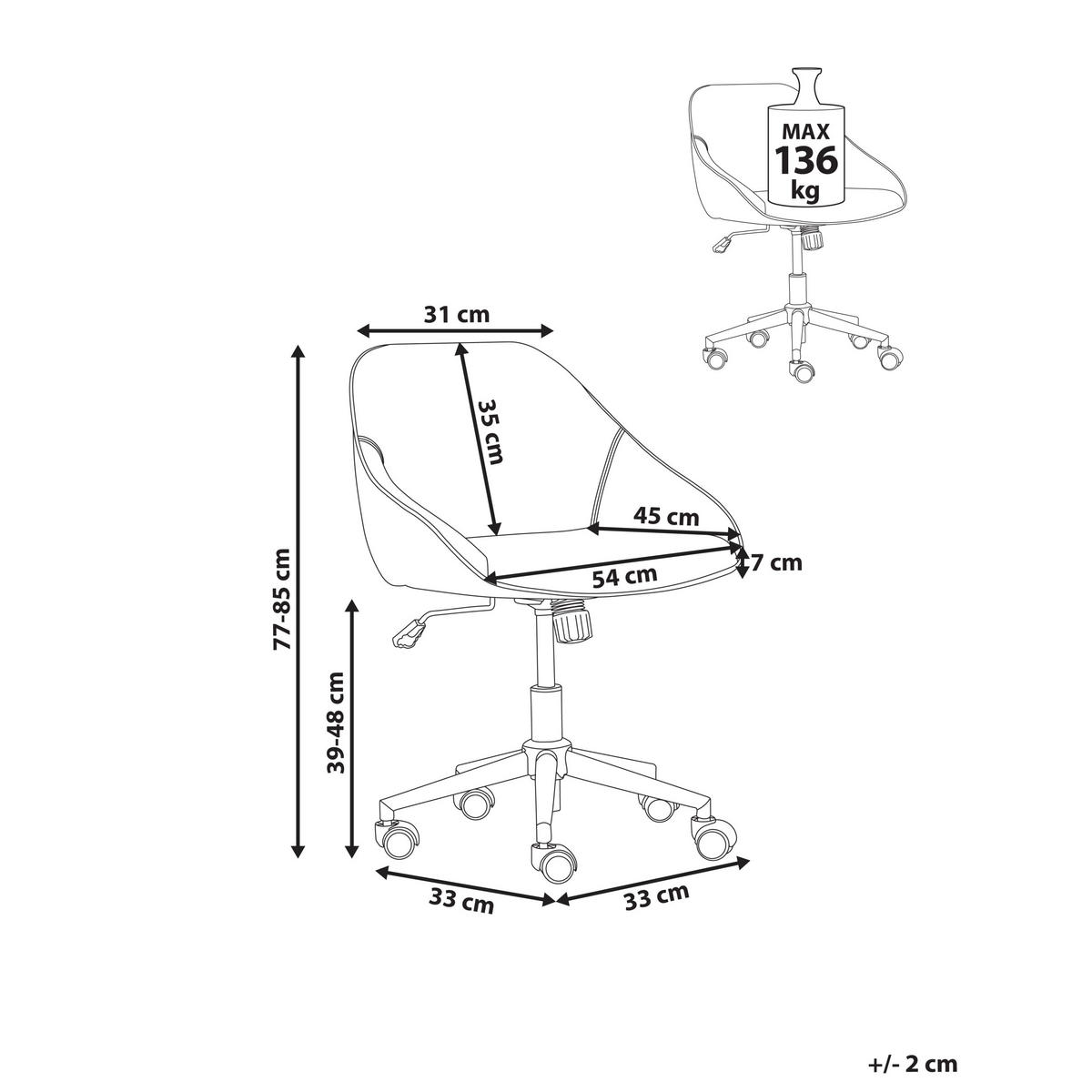 SCHREIBTISCHSTUHL Marineblau Bardsdale - Blau/Goldfarben, Textil (54/77/54cm) - Beliani