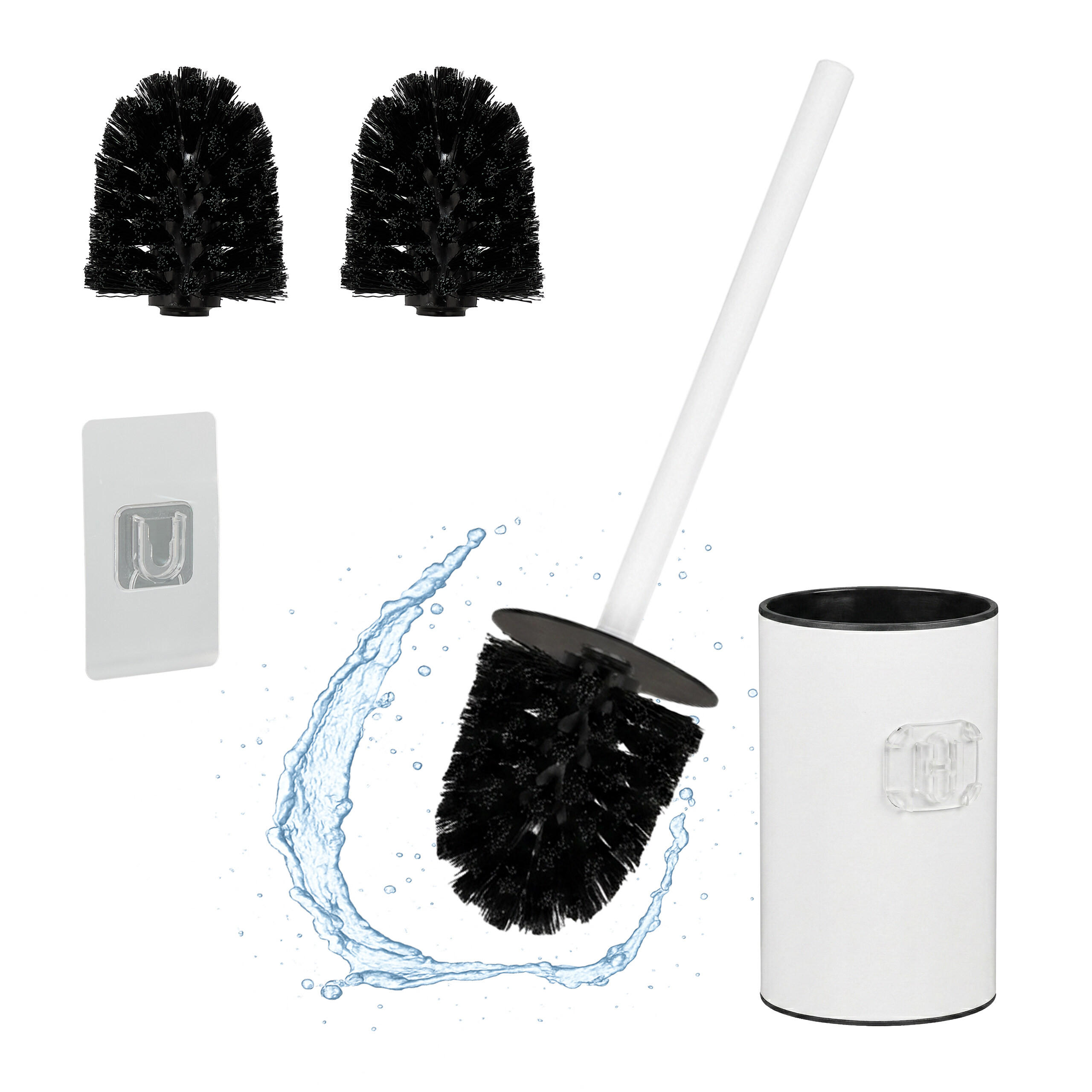 TOALETNÍ štětka - bílá, kov/plast (9/38.5/10cm) - Relaxdays