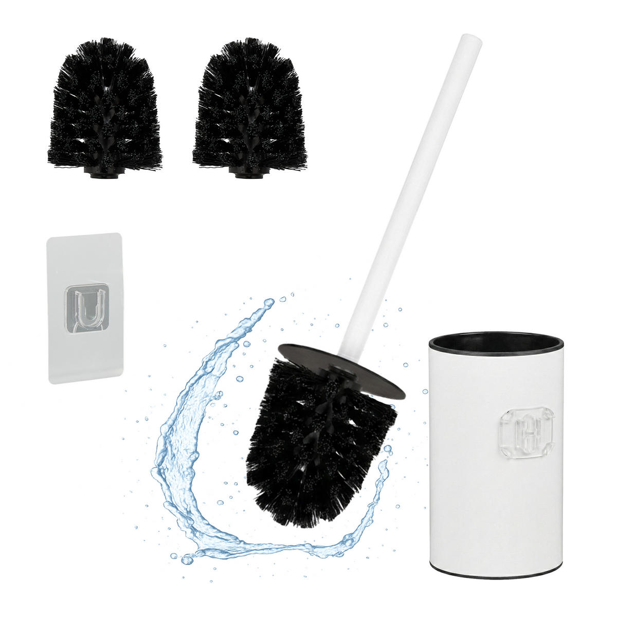 TOALETNÍ štětka - bílá, kov/plast (9/38.5/10cm) - Relaxdays