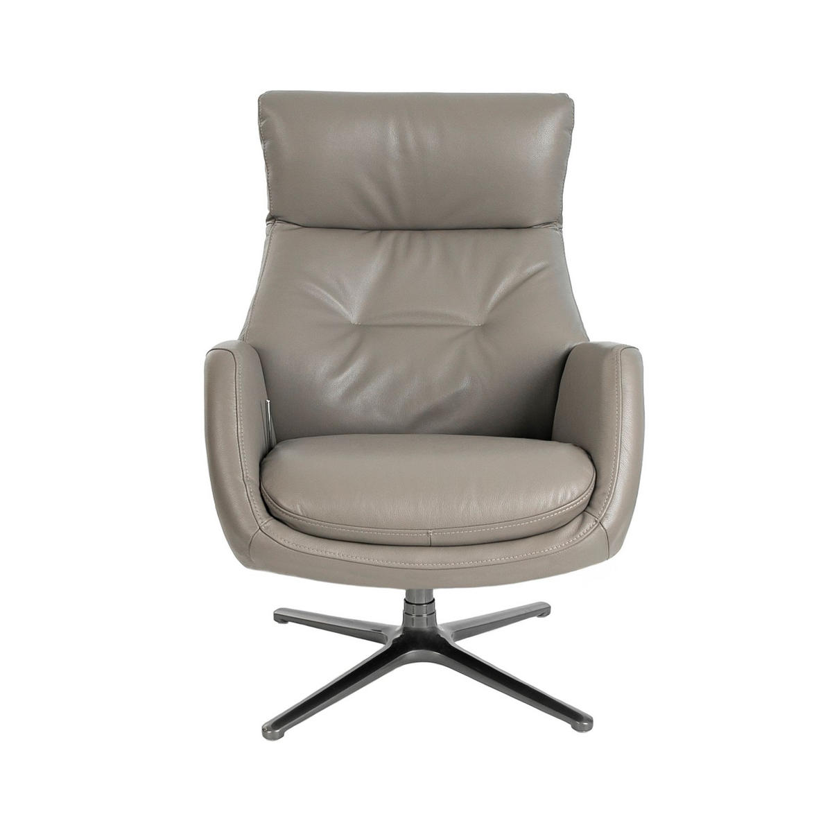 DUNKELGRAUER Leder-Drehsessel 69/86/109 cm - Taupe/Edelstahlfarben, Leder/Metall (69/109/86cm) - ANGEL CERDA