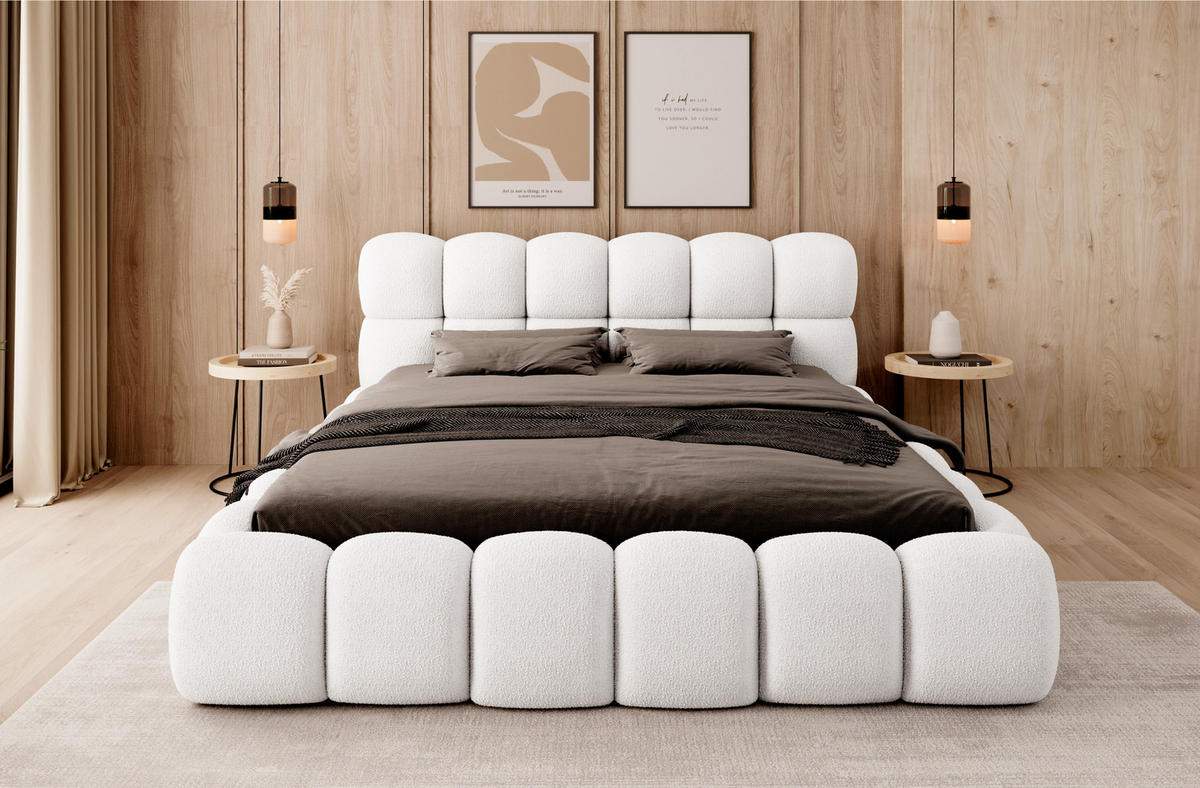 POLSTERBETT MORRICE 140x200 WEISS - Weiß, Holz/Textil (140/200cm) - Luxkor24