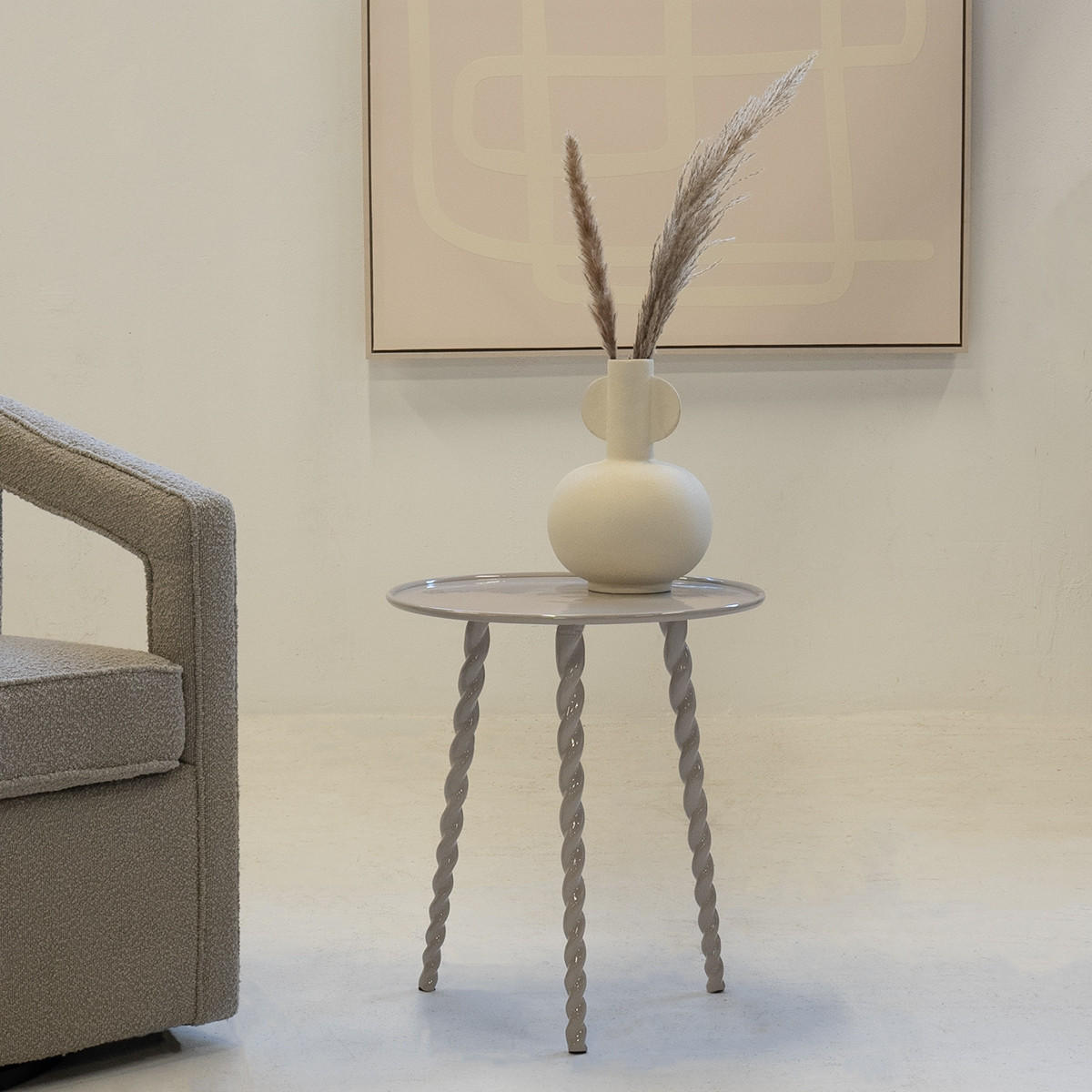 BEISTELLTISCH rund aus Aluminium 46cm, beige - Beige, Metall (46/46/50cm) - Giga Meubel