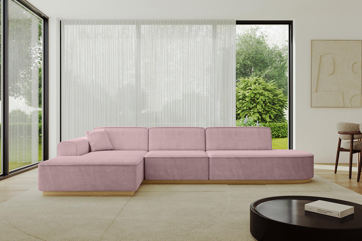 ECKSOFA Ottomane Links IREA-L2-v2 - 327x165x80 cm Rosa - Rosa, Holzwerkstoff/Textil (327/165cm) - ALTDECOR