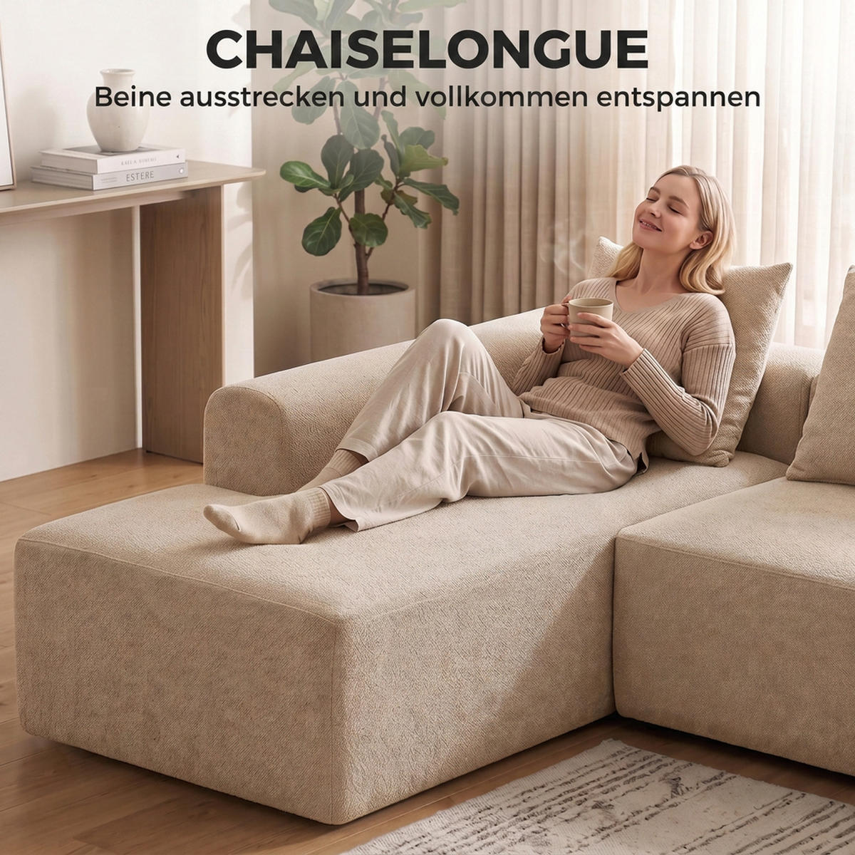 ECKSOFA Polyester Beige - Beige, Textil (178/242cm) - HOMCOM