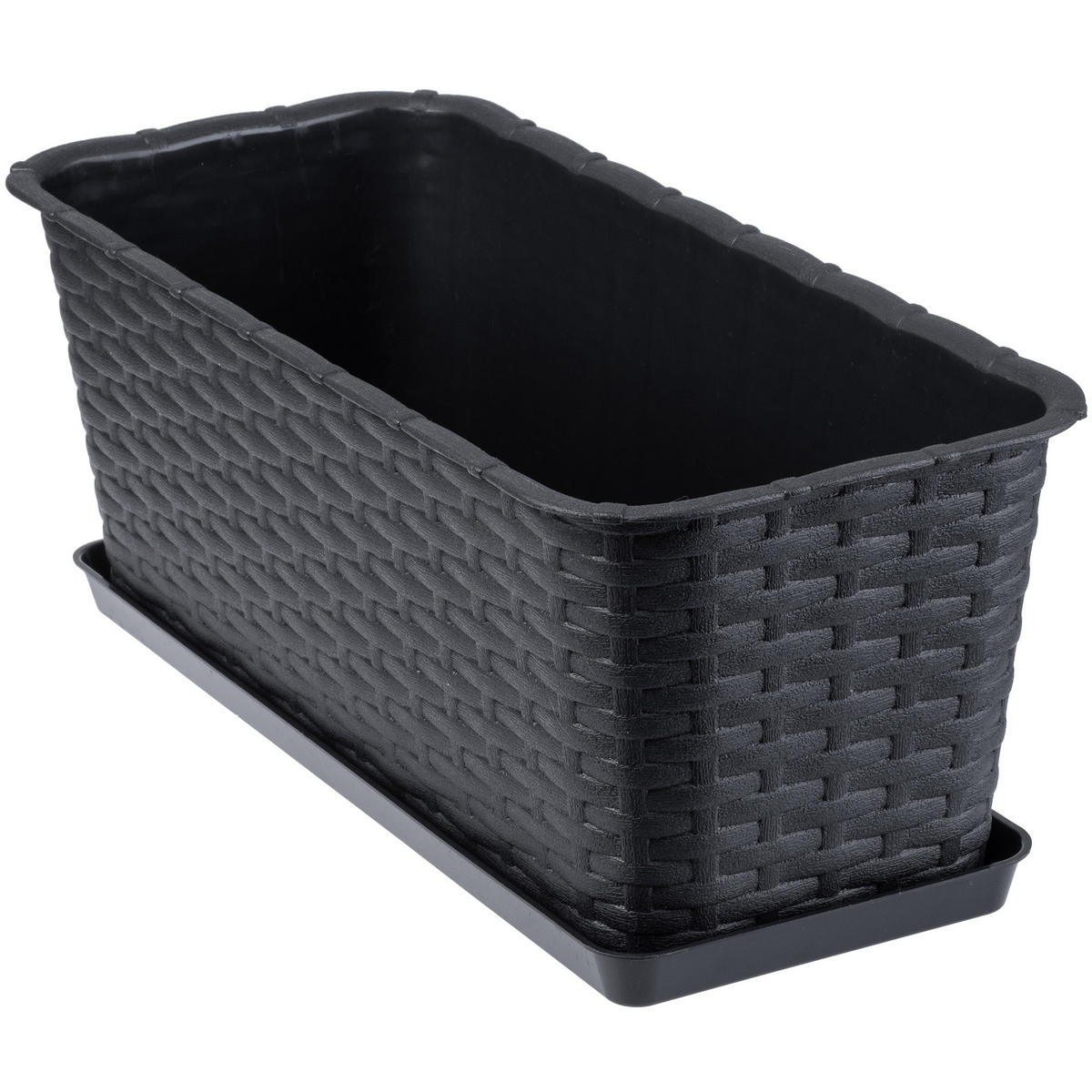 BALKONKASTEN mit Untersetzer 40 cm, Anthrazit - Anthrazit, Kunststoff (17/40cm) - KADAX