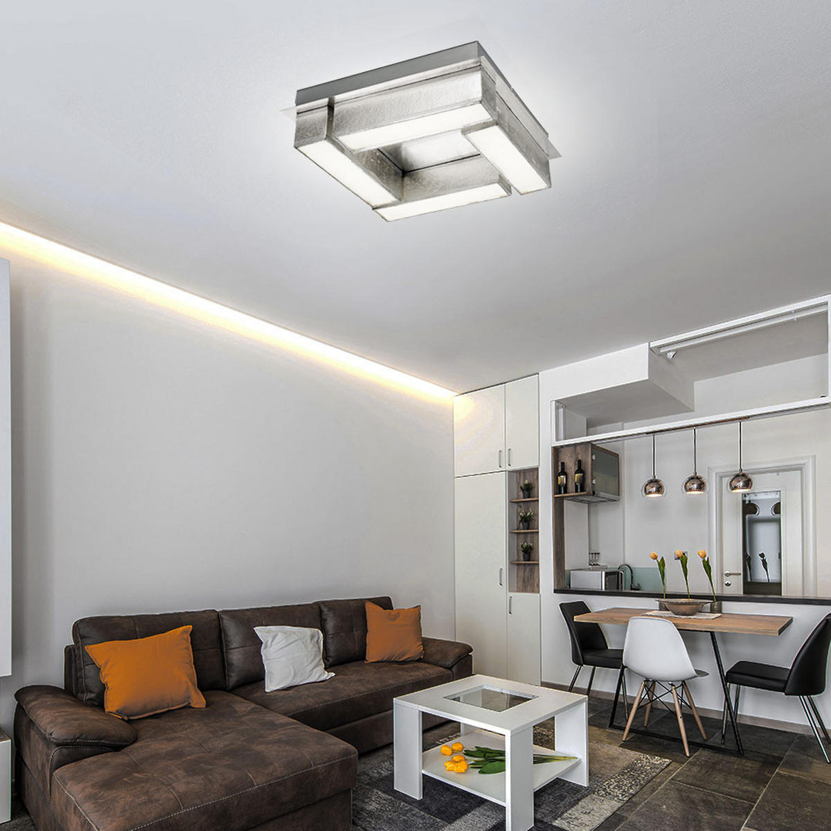 LED DECKENLEUCHTE AMY I Metall Silber - Silberfarben, Metall (30/30/8.5cm) - Globo Lighting