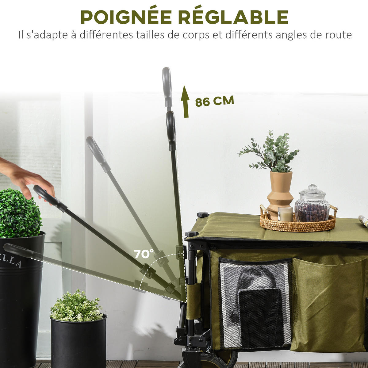 GARTENWAGEN DE-18762 - Grün, Metall (55/93/108cm) - ComfortXL