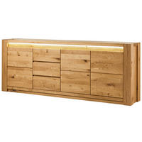 SIDEBOARD Wildeiche 223x40x85 natur geölt KENT #131 - Braun, Holz (223/85/40cm) - Massivmoebel24