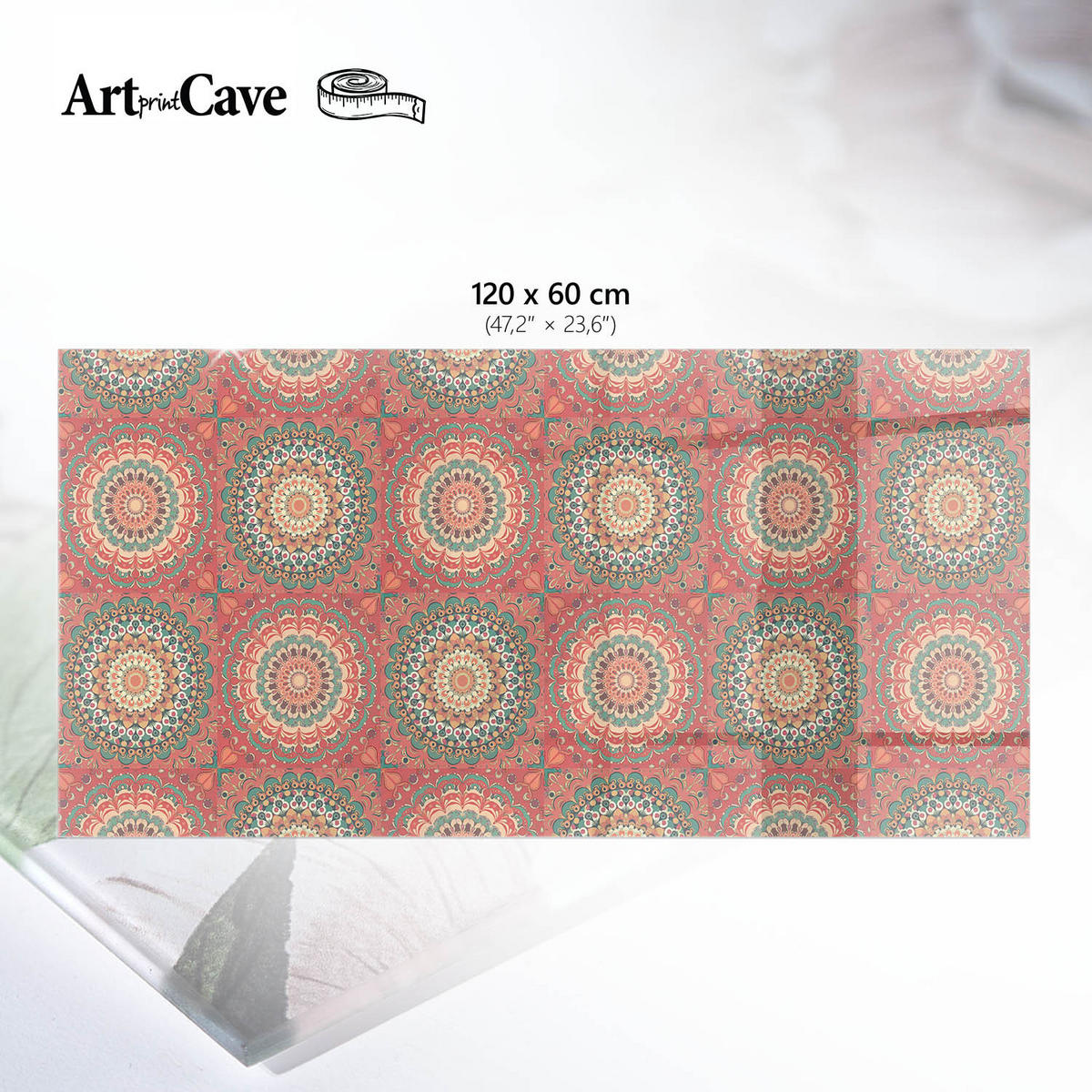 GLASPLATTE 125x50 cm – Mandala-Dekoration - Beige, Glas (0.4/125/50cm) - ArtPrintCave