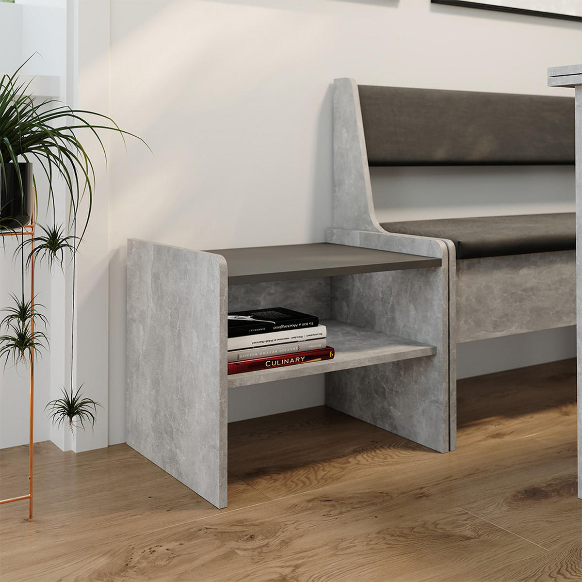 LAVICE DO JÍDELNY DO ROHU Roman Beton/antracit - šedá, kompozitní dřevo (53.5/45.5/41.1cm) - Vicco