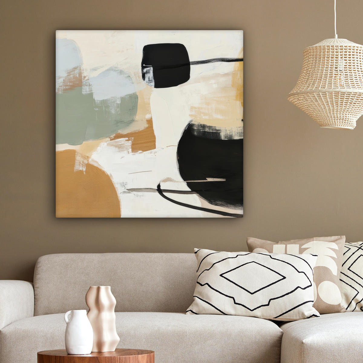 LEINWANDBILD Farbe - Abstrakt - Farben 90x90 cm - Currygelb, Textil (90/90cm) - MuchoWow