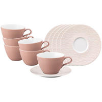 MILCHKAFFEETASSEN MIT UNTERTASSEN Life Fashion Posh Rose 370 ml 6er Set - Rosa, Keramik (16.4/9/16.4cm) - Seltmann Weiden