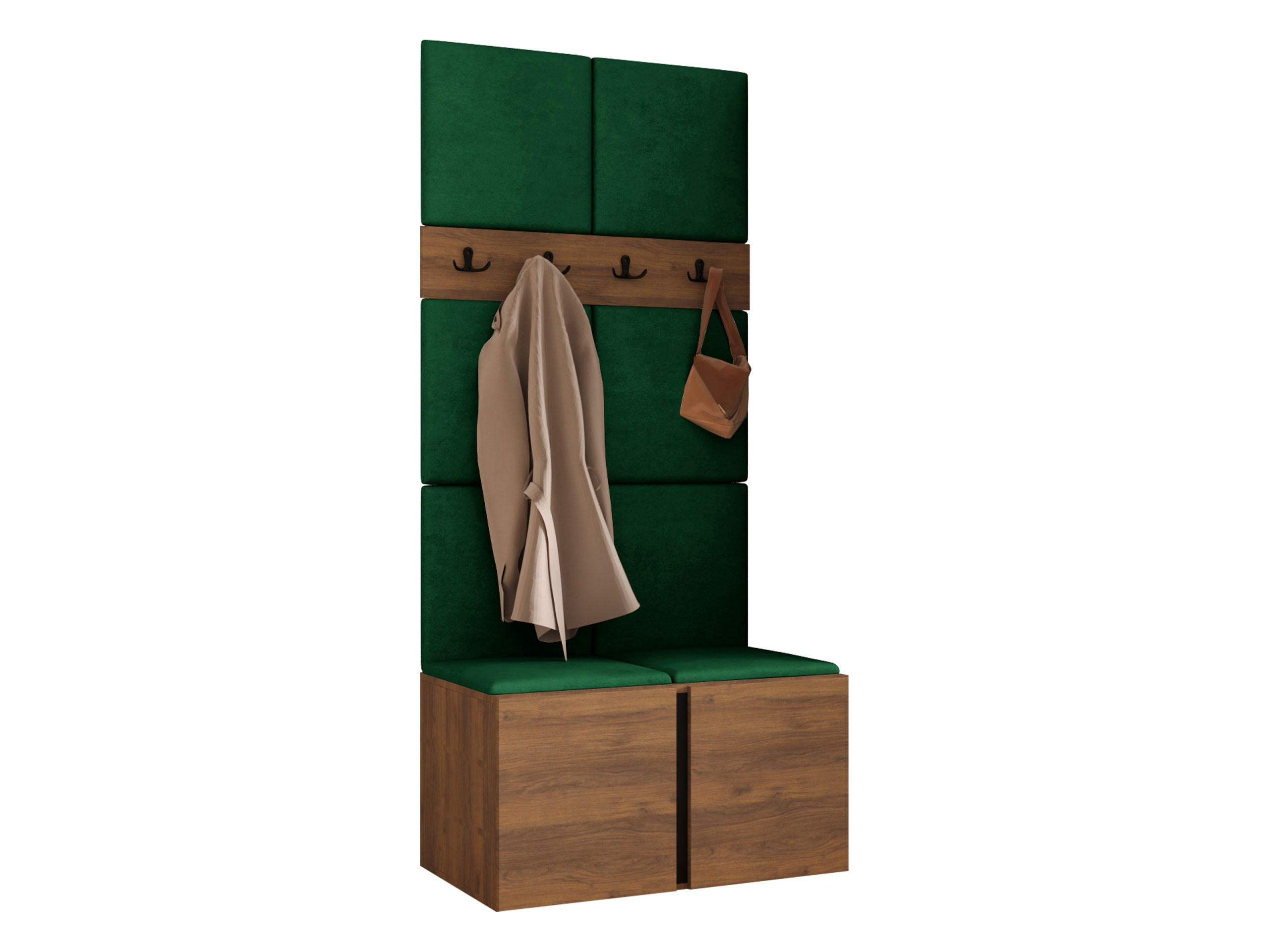 GARDEROBEN-SET Orion IV - Nussbaumfarben/Grün, Holzwerkstoff/Kunststoff (84/186/46cm) - MIRJAN24