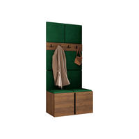 GARDEROBEN-SET Orion IV - Nussbaumfarben/Grün, Holzwerkstoff/Kunststoff (84/186/46cm) - MIRJAN24