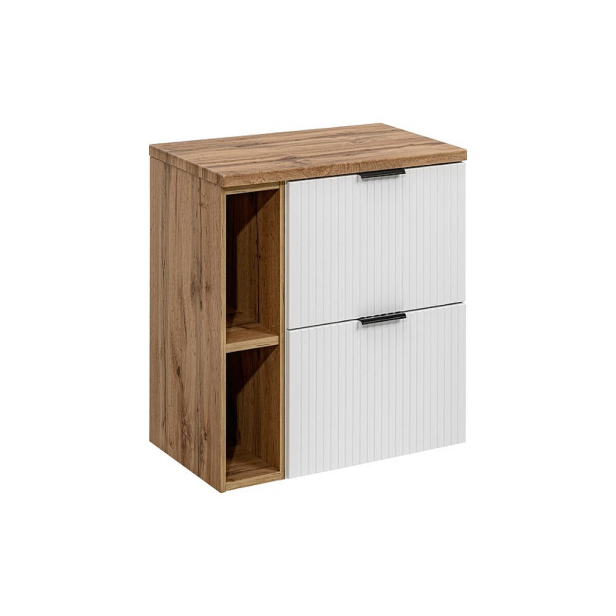 Milaros Markt Badmöbel-Set Weiß, Eiche Wotan 80x57x46 cm