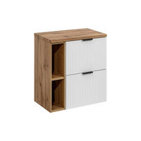 BADMÖBEL-SET 5 Teile - Adel White A BM249 in Weiß/Wotan Eiche - Eiche Wotan/Weiß, Holz (80/57/46cm)