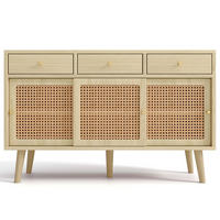SIDEBOARD Rattan Eiche 3 Schubladen 3 Türen 120cm Modern - Eichefarben, Holzwerkstoff (120/78/40cm) - FLIEKS