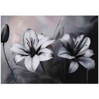 FOTOTAPETE 3D Effekt Blumen Schwarz Weiß 200x140 - Multicolor, Papier (200/140cm) - Wallarena