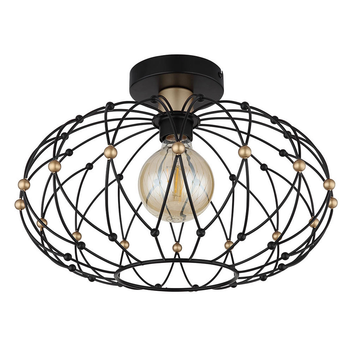 DECKENLEUCHTE GREYS, Schwarz, Gitteroptik - Schwarz, Metall (40/40/25cm) - Globo Lighting