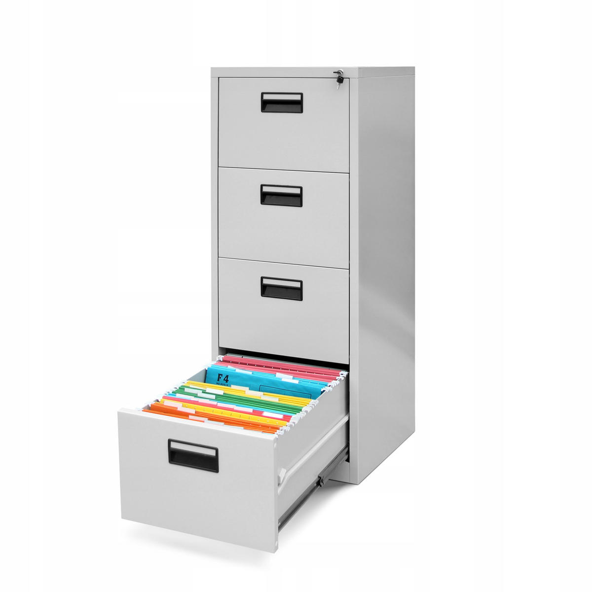 AKTENSCHRANK mit 4 Schubladen SARA V4, 460 x 1320 x 620 mm, grau - Grau, Metall (46/132/62cm) - Jan Nowak