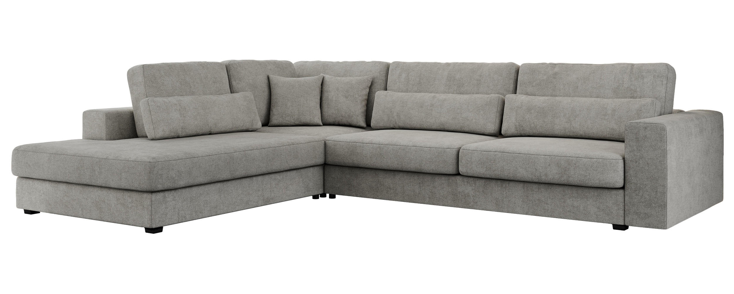 ECKSOFA Savona Hellgrau Strukture - links - Hellgrau/Schwarz, Kunststoff/Textil (316/249cm) - MKS